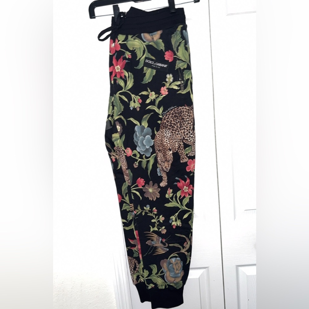 Dolce & Gabbana Black Floral and Leopard Print Joggers